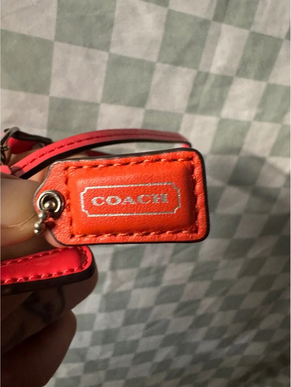 Coach Signature Canvas Wristlet with Pink Leather Trim